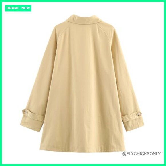 100% Cotton Bow Toggle Trench Coat, Windproof Peacoat - Picture 4 of 7